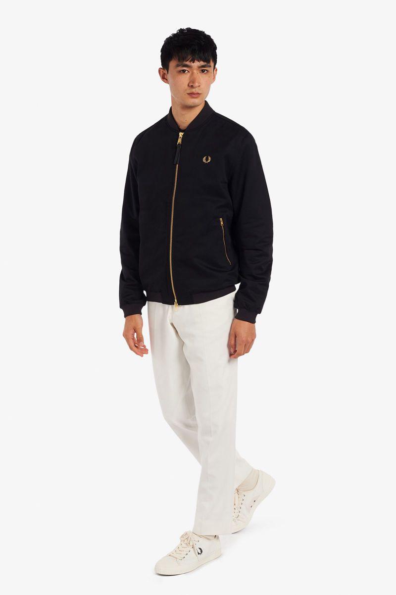 Black Fred Perry Twill Bomber Men's Jackets | PH 1269XYUF